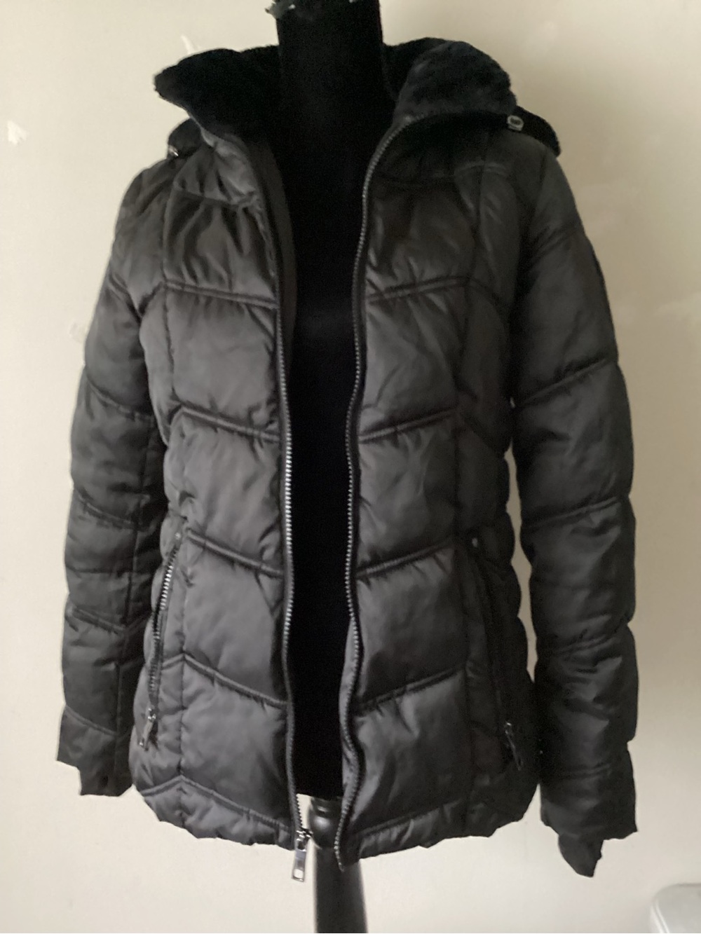 Nautica Black Quilted Puffer Jacket with Hood